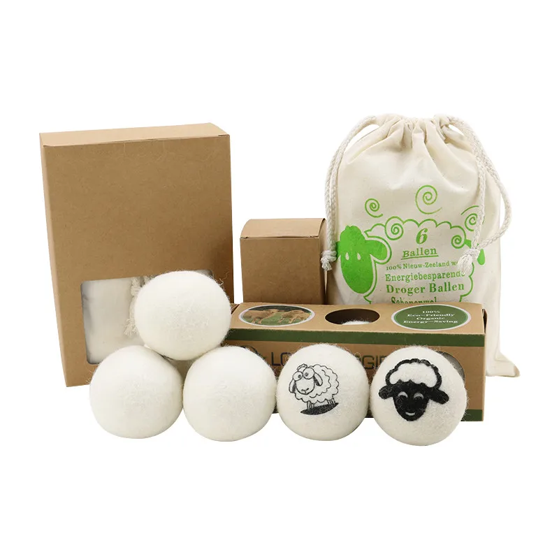 Custom Logo Natural Fabric Softener Reduce Drying Time Reusablecolor organic wool dryer balls