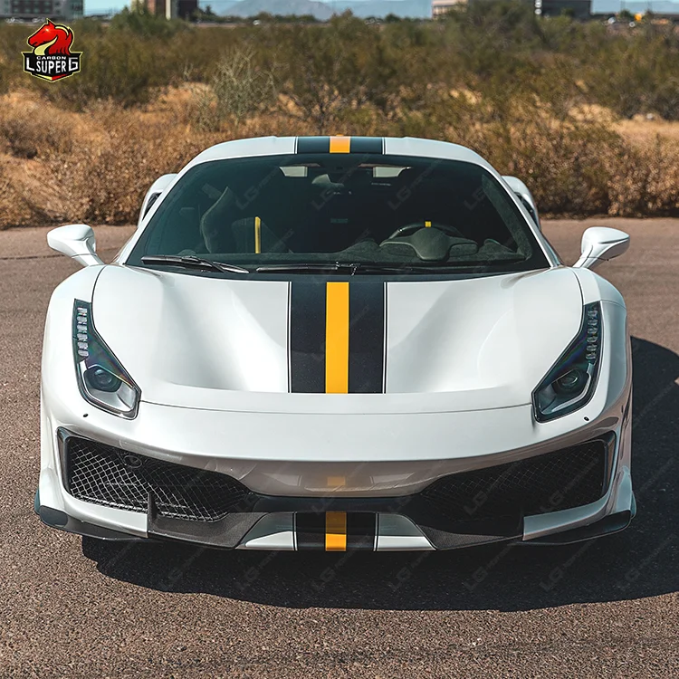 For Ferrari 488 GTB upgrade P style front rear bumper hood side skirts Body kits