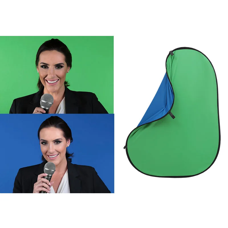 
Green Blue 2-in-1 Reversible Collapsible Double Sided Background Pop Up Green Screen Photography Backdrop For Photo Studio Video 