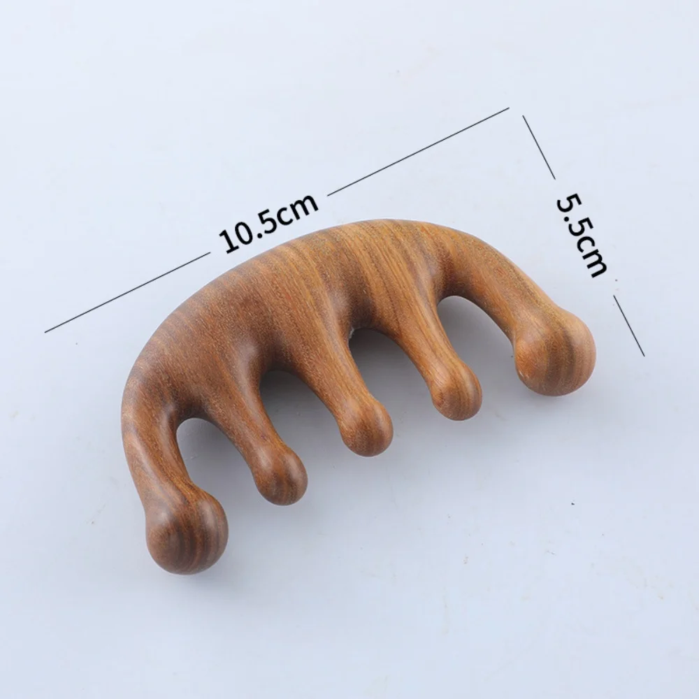 Natural green ebony comb head five-tooth pressing meridian comb skin neck ebony massage comb wholesale