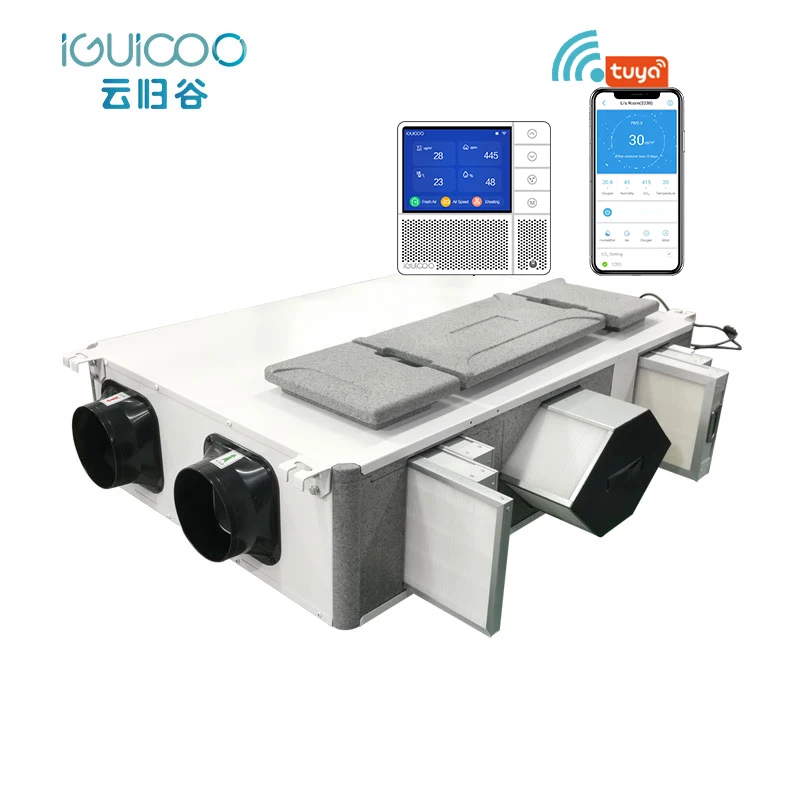 Fresh Air ventilation system cooling and heating supply input air  With Summer Bypass Auto Control Hrv Ventilation