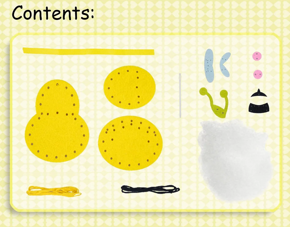 NONE-TOXIC ECO FRIENDLY FELT DIY KIT ANIMAL BEE READY FOR STITCH LEARN TO SEW ART AND CRAFT FOR KIDS