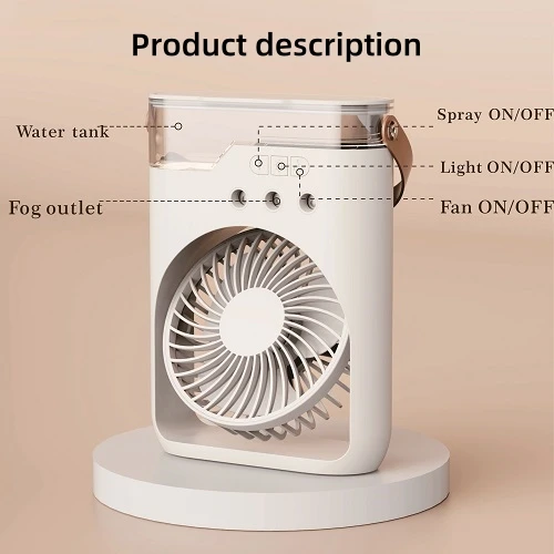 Tabletop Humidifying Fan Mini Usb Rechargeable Hand Held Portable Cooling Humidifier Fan With 1200Mah Battery