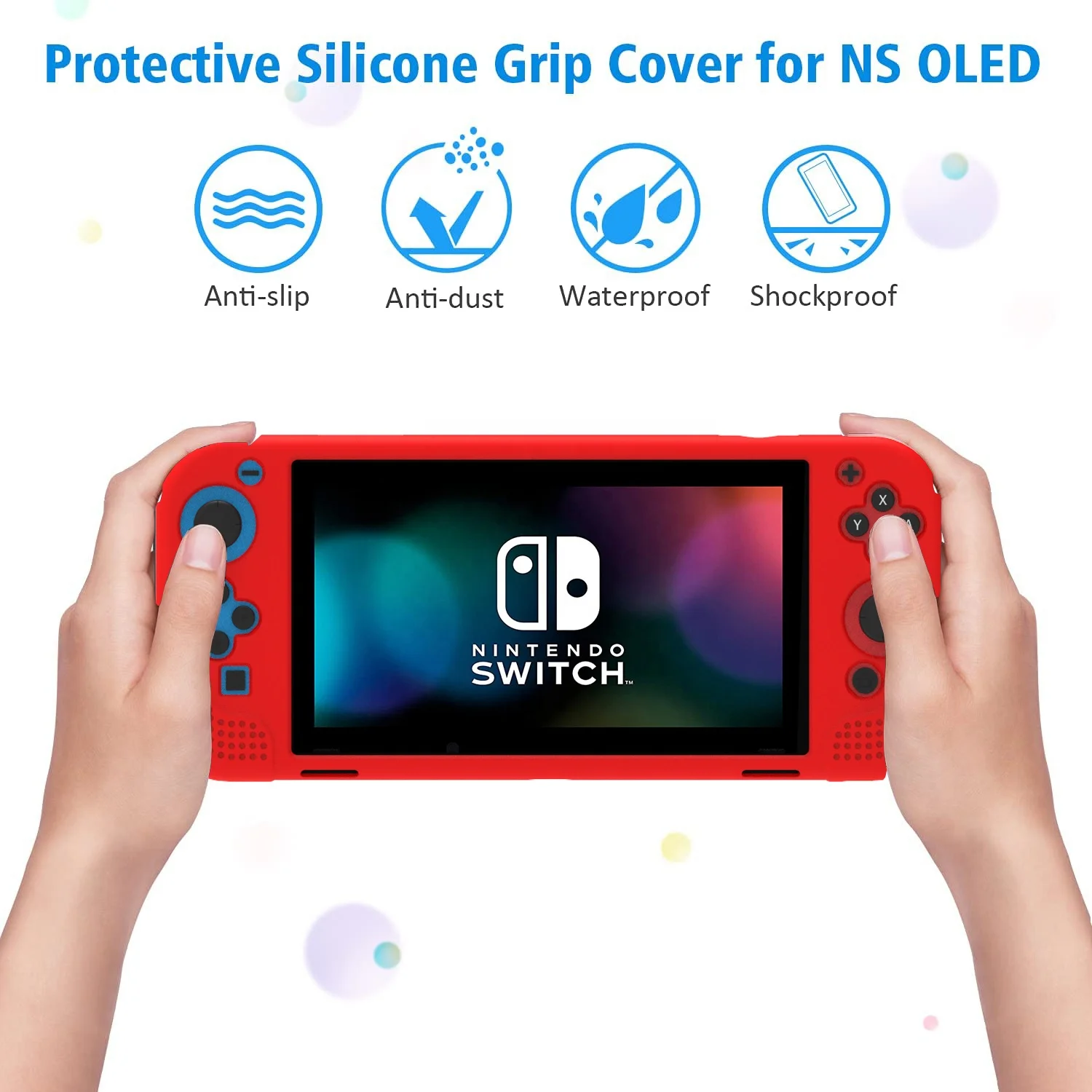 HOXC Nintendo Switch OLED Protective Silicone Case, Ergonomic Handhold Grip Silicone Cover for Nintendo Switch OLED Console
