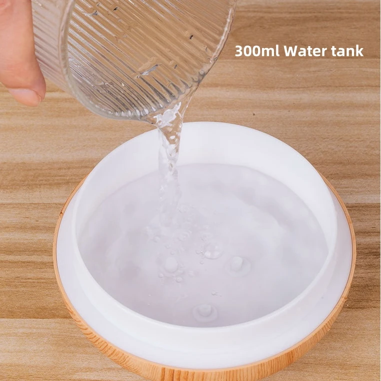 2024 New Flower Humidifiers 300ml Wooden Mini USB Home Office Desktop Portable H20 Air Humidifiers with Night Light
