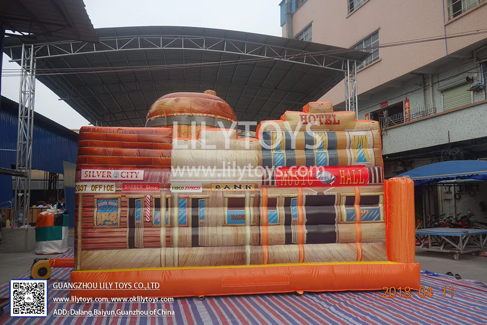 Inflatable desert trampoline slide amusement park, punk theme children inflatable park toy