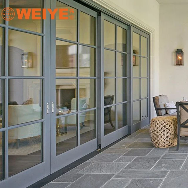 America style commercial aluminium frame front double glass sliding door