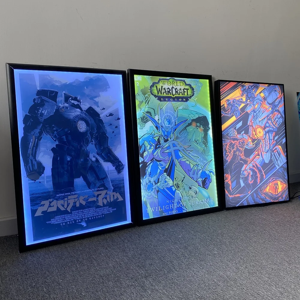 16x24 аниме рамка для картин с подсветкой RGB световая коробка на заказ черная художественный плакат светодиодный световой короб украшения стен