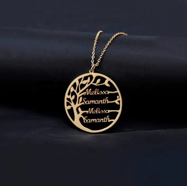 MECYLIFE Family Customized Necklace First Name Tree Of Life Letter Simple elegant Necklaces