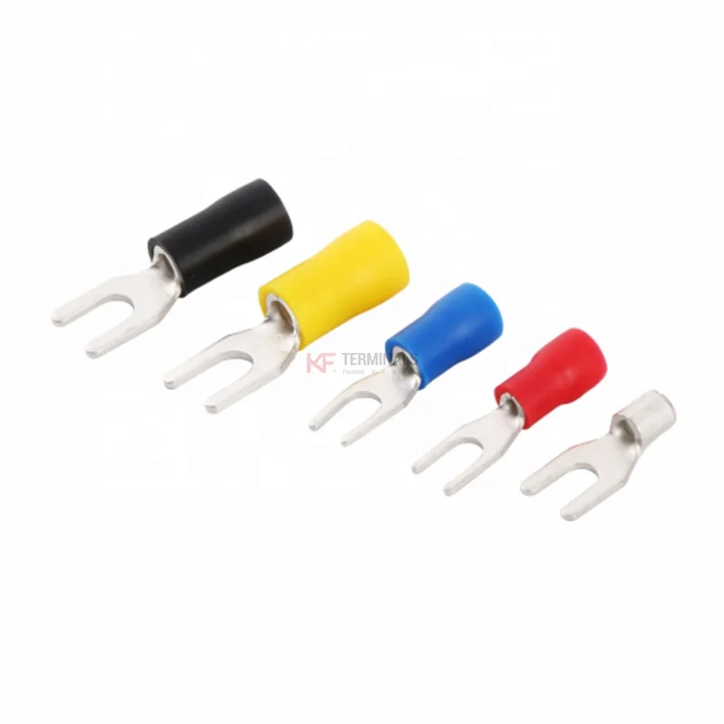 Plating tin insulated spade cable lug connector SV series SVM2-4 fork crimp connectors insulated terminal cable
