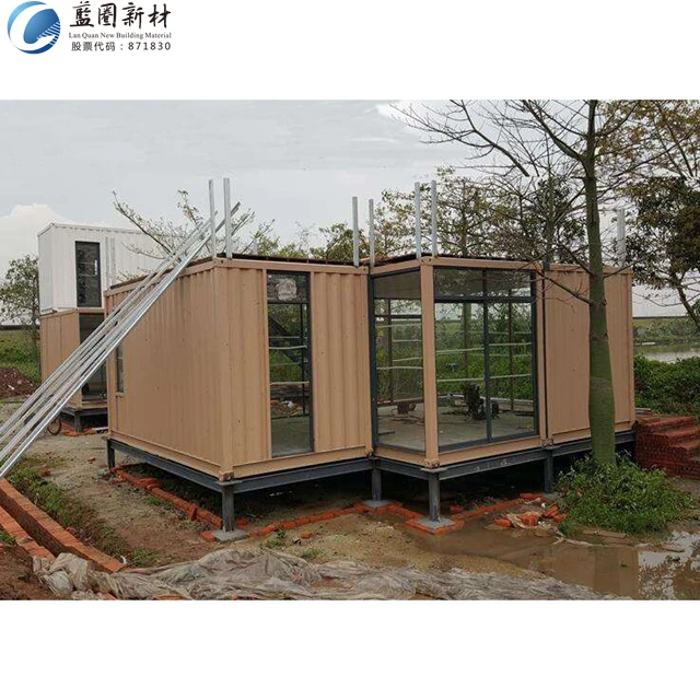 Low cost container house with two bedroom prefab house container wood houses office building independent villa