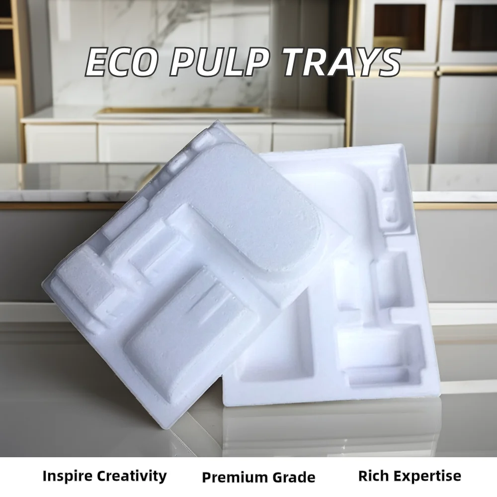 Biodegradable Recycled Tray Molded Packaging Wet-Pressed Sugarcane Bagasse Paper Factory Protect Unbleached Eco-Friendly