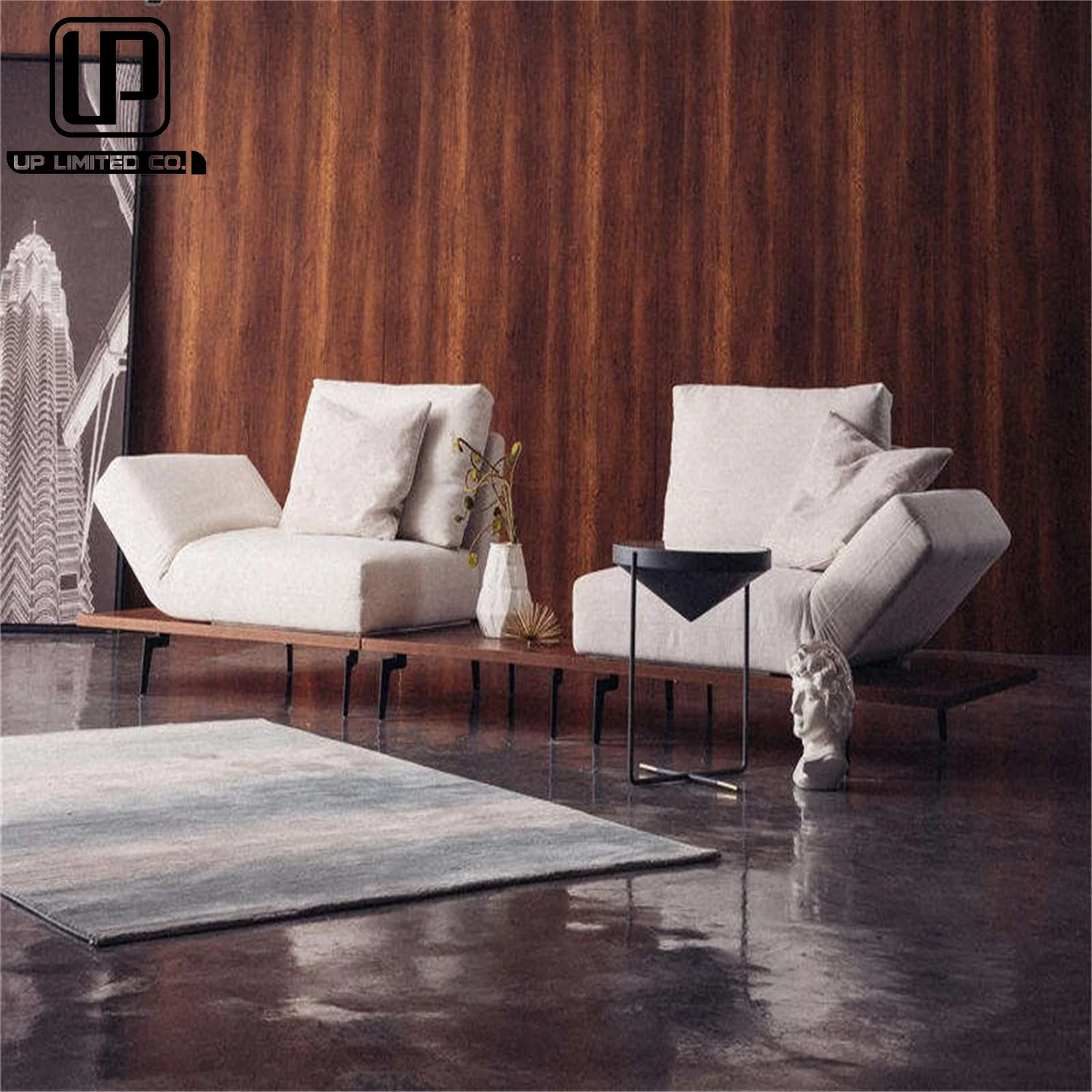 Factory Supply Special Design Living Room Solid Mahogany Ivory Velvet Fabric Leather Sofa Cover L Shape Set Furniture