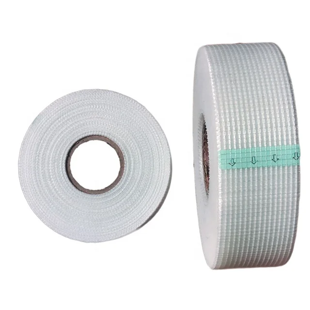 Alkaline resistant self adhesive gypsum plaster board fiberglass drywall wall joint mesh tape for repair cracks in wall