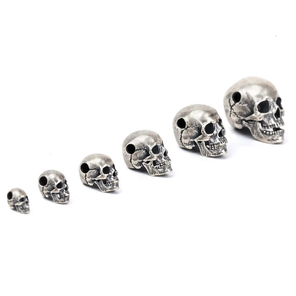 Hot Sale Punk 925 Sterling Silver Different Sizes Skull Charms for Men and Women Jewelry Making