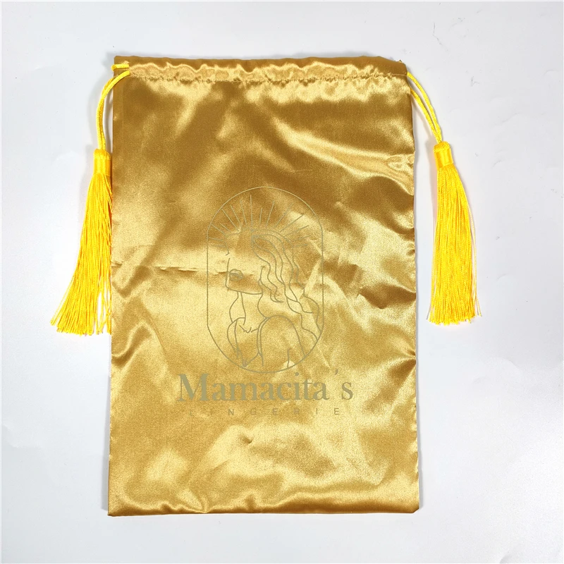 Sample sublimation gift custom logo candy bag satin brocade pouch  embroidery pouches for packaging human hair wig satin bag