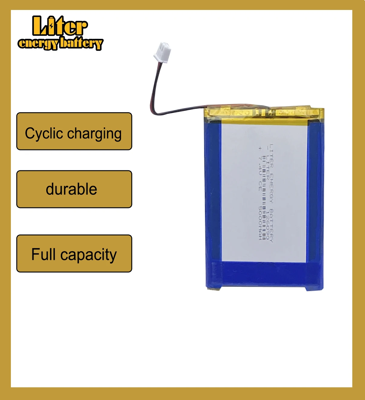 XH2.54-2P connector 7.4V 5000mAh 126090 Polymer Li-ion battery 606090-2S stereo DVD player GTmedia Freesat V8 finder