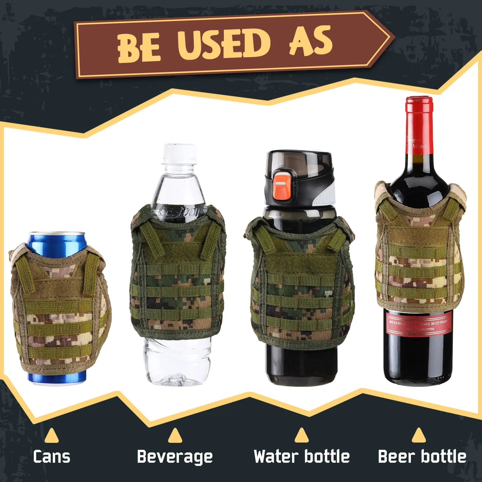 Tactical Mini Bottle Vests Molle Drink Jacket mini tactical vest beer cooler with Adjustable Shoulder Straps