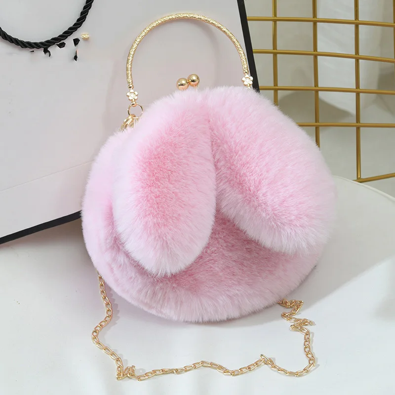 New Rabbit Ear Single Shoulder bag Cross body Plush Bag Leather Chain Fashion Bag
