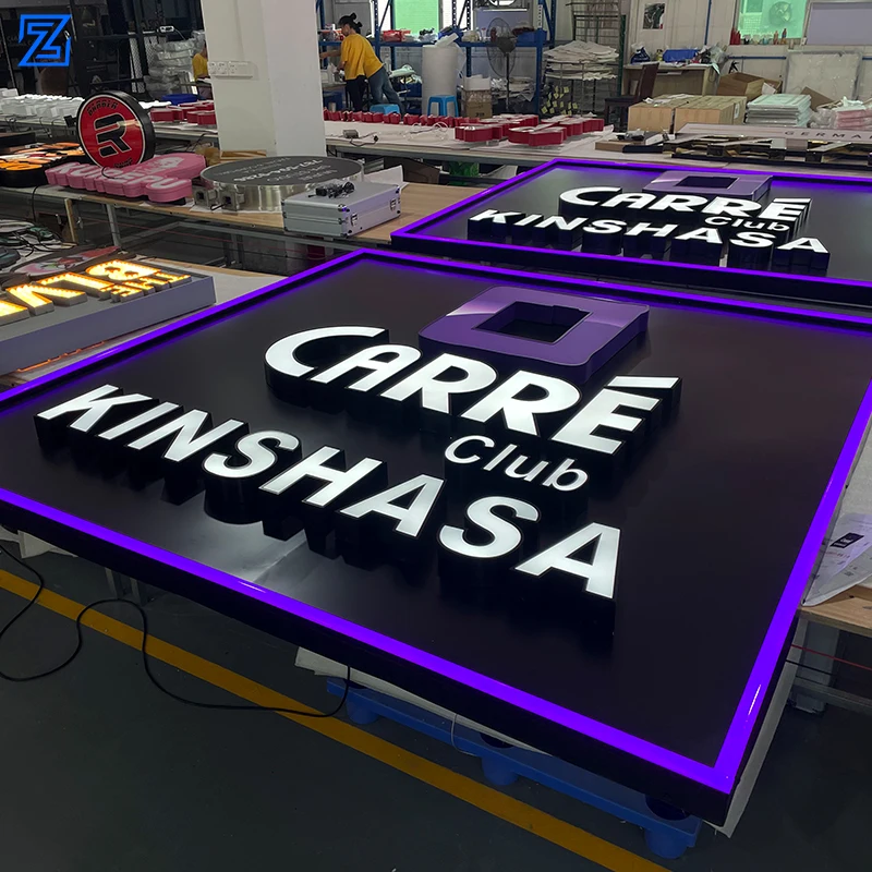 Company Business Brand Aluminum Frame Acrylic 3D Logo Led Light Sign Board Face Lit Channel Letter With Aluminum Backer Panel