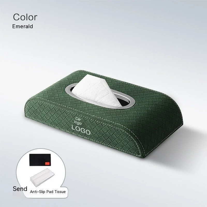 2024 Customizable LOGO Factory Car Accessories Armrest Tissue Holder Napkin Bag None Toxic Car PU Facial Tissue Box Organizer