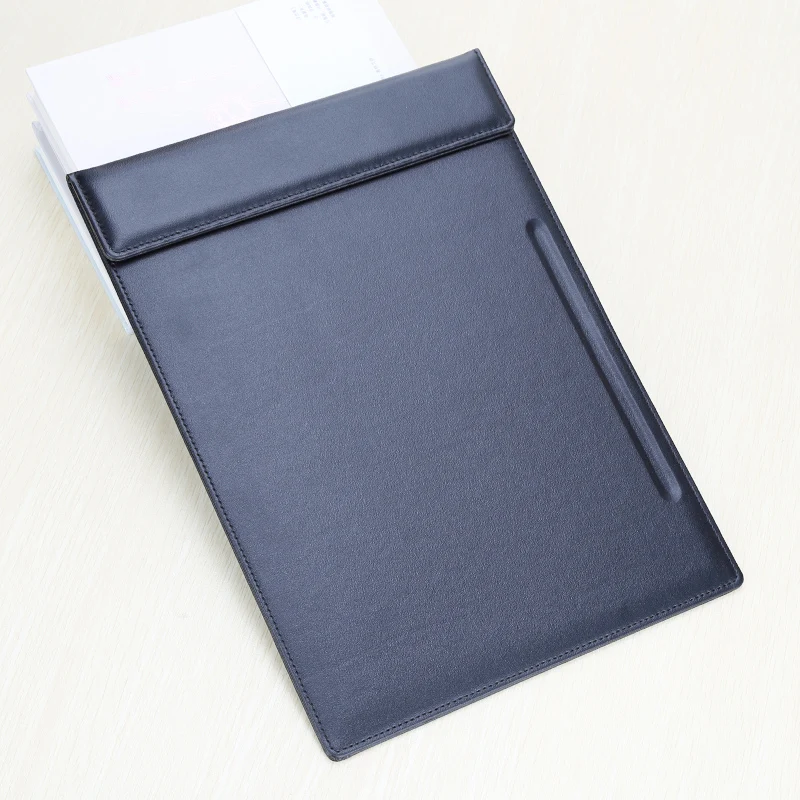Custom and wholesale A4 Faux Leather Menu Clipboard Writing Board with Pen Slot