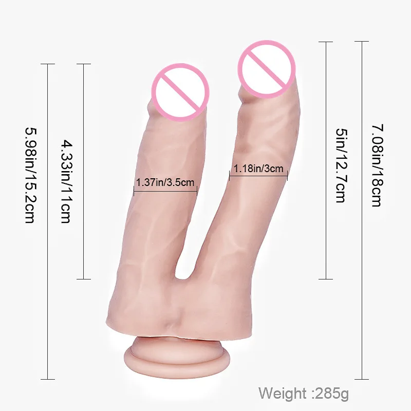 Real Skin Dildo Double Sex Gay Toy Headed Dildo Big Rubber Vagina With High Quality