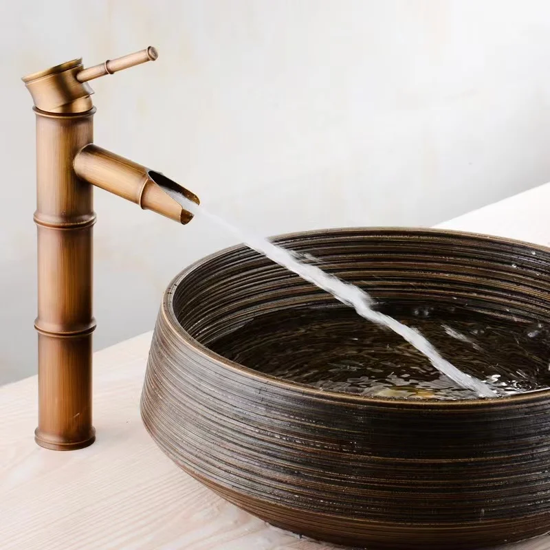 Modern Hot sale  High Quality All Brass Copper Basin Faucet Bamboo Shape Faucet Hot And Cold Water Mixer Tap