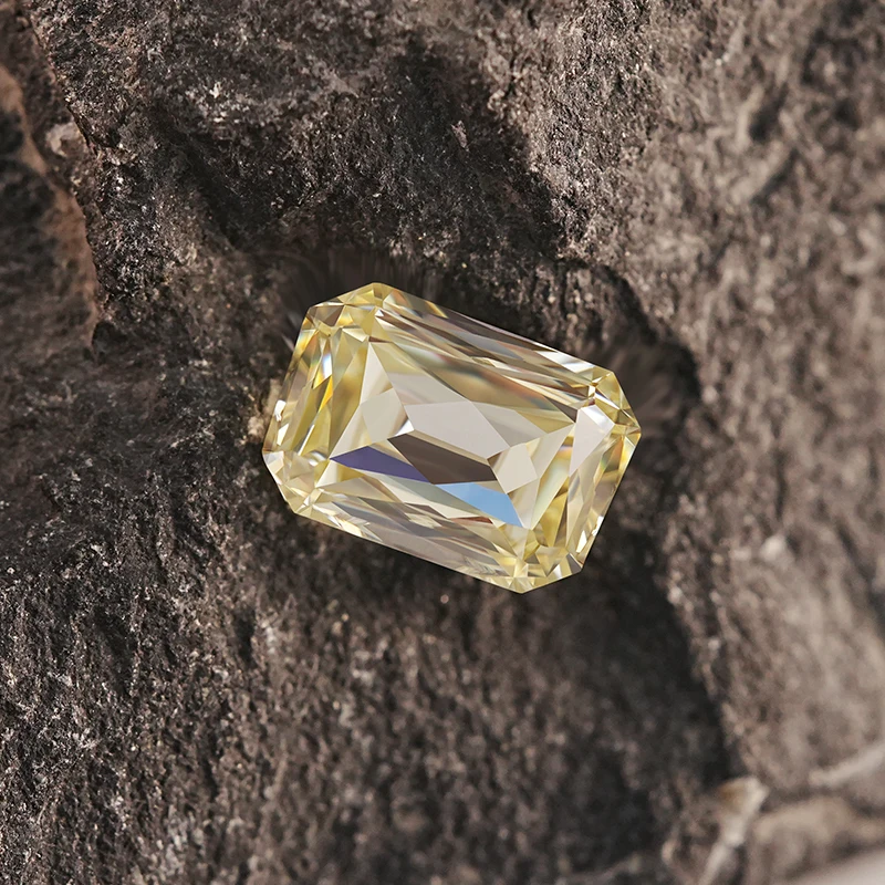 SICGEM Fancy Canary Yellow Princess Cut Round Marquise Oblong Shape Loose Synthetic Moissanites