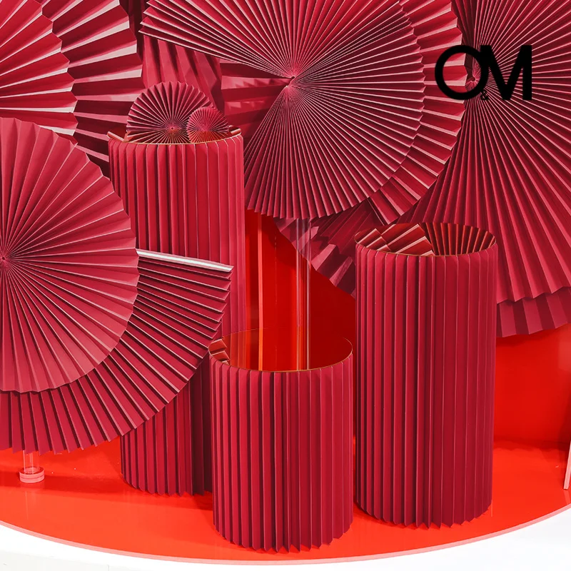O&M Display Design Paper Decoration Fan Stores Windows Decoration For Wedding Event