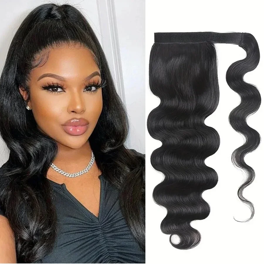 Body Wave Clip In Human Hair Ponytail Curly 100% Human Hair Ponytail Raw Vietnamese Hair Natural Black Ponytail Extension 40inch