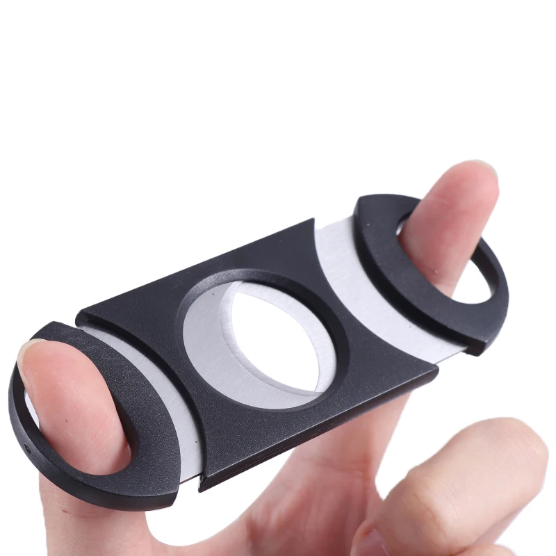 Wholesale Portable Cigar Cutter Mini Cigar Accessory Plastic Custom Logo Double Blade Cigar Scissors