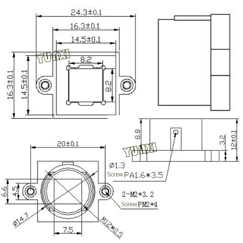  M12 mount lens holder Hole Spacing 20mm Plastic with 650nm infrared IR cut filter for surveillance camera accessories cctv