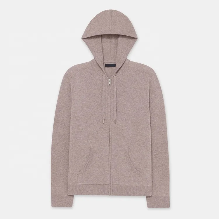 Factory machine knitted men custom embroidery full zip up essentials vintage heavyweight fleece cashmere zip hoodie for men