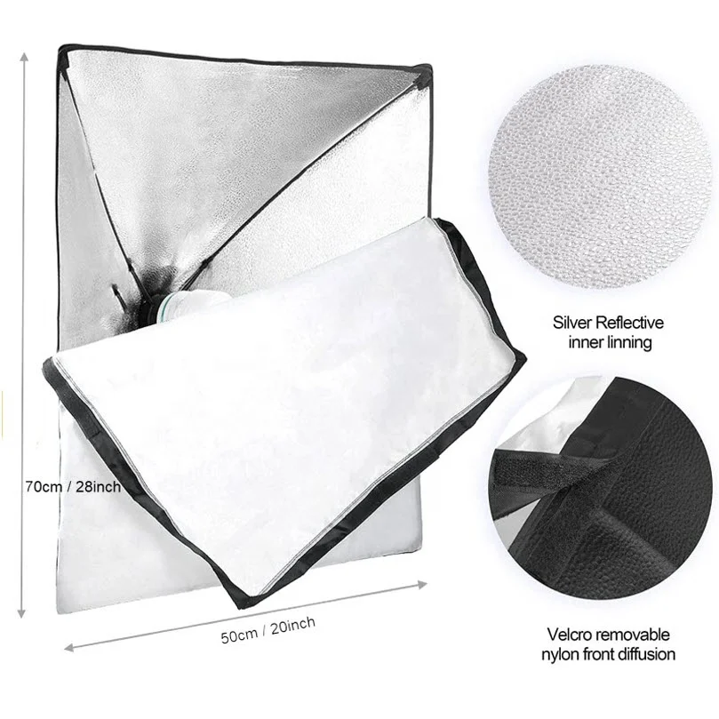 Takenoken Photography Photo Studio Accessories Softbox Lighting Kit 50x70cm with 2x Lamps For Video Recording Filming Podcast