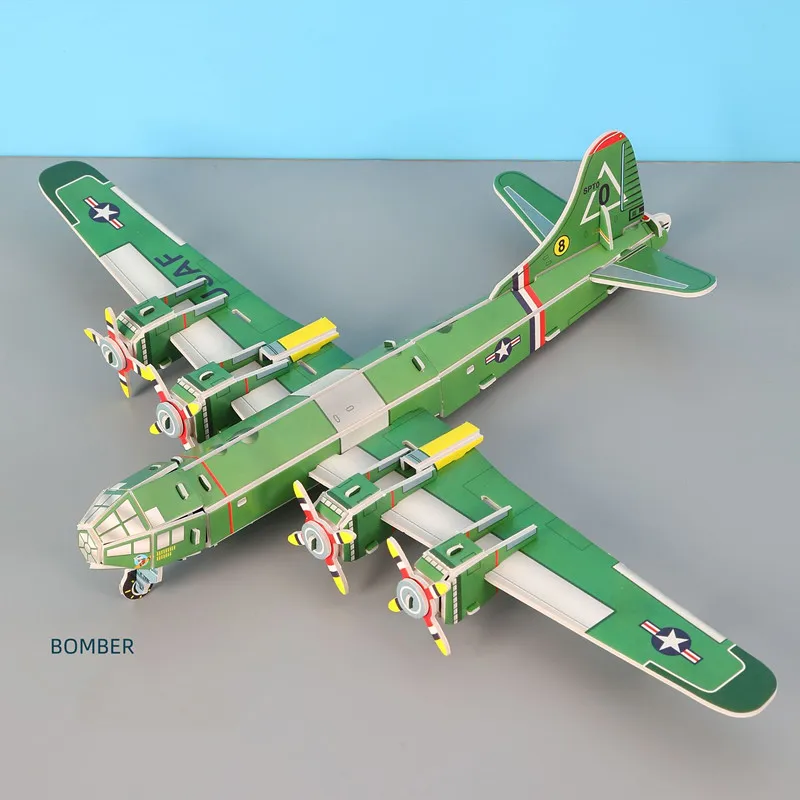 CL758 Kids Educational Toys Handmade Assembly Aircraft Puzzle DIY Paper Jigsaw Airplane Model 3D Puzzles