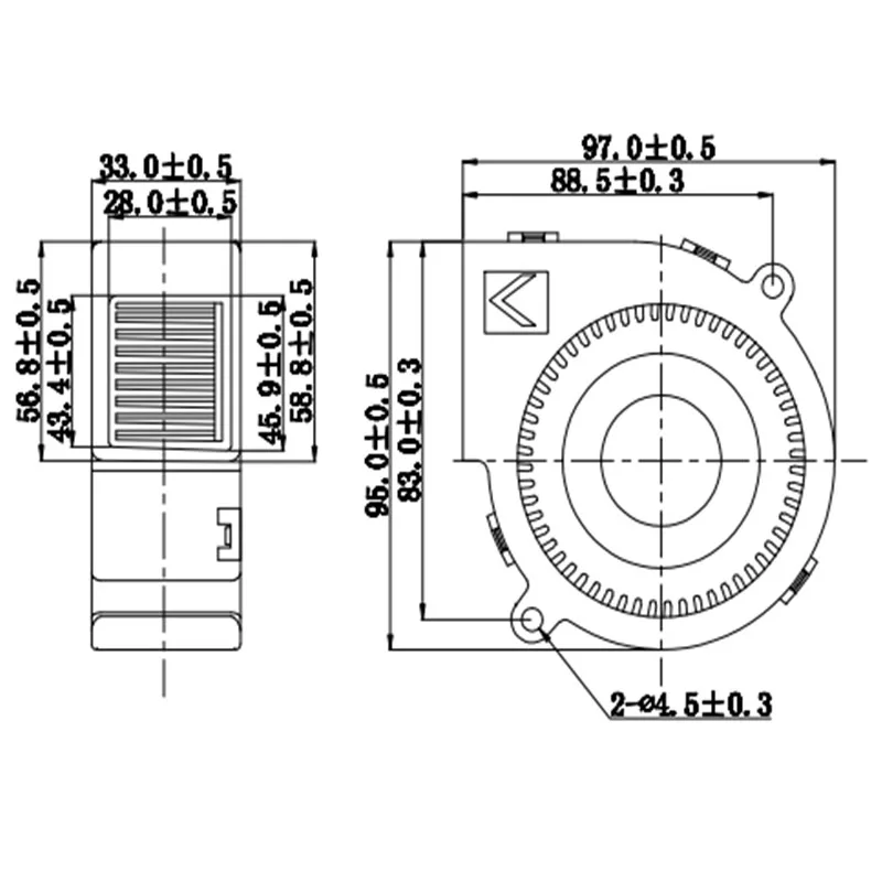 YCCFAN Cooling Fan Manufacturer 9733 97*94*33mm 12V DC Blower Fan Centrifugal Fan