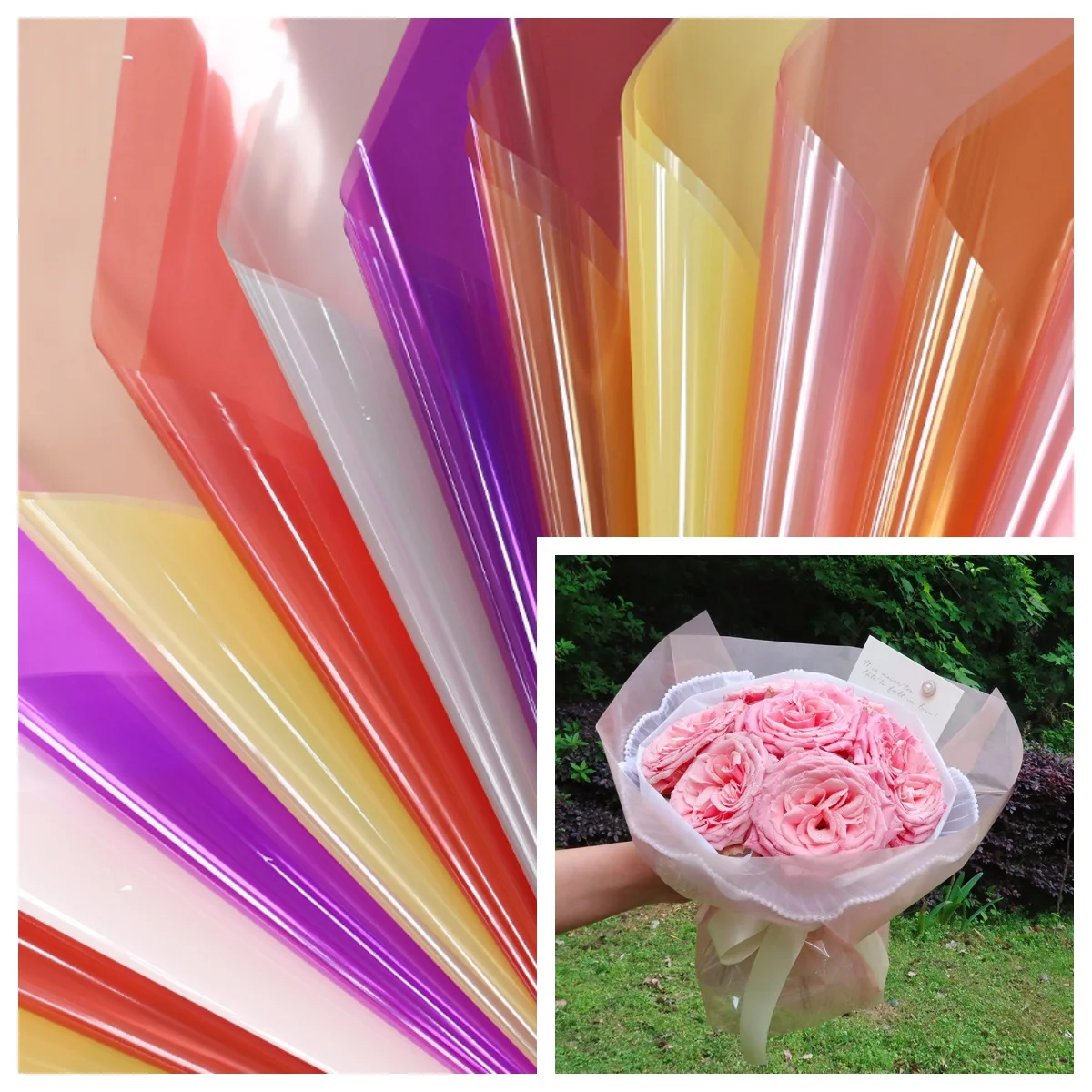 JOYWOOD  Wholesale factory price flower wrapping paper bouquets color transparent cellophane flower paper