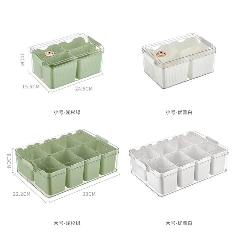 Seasoning storage box kitchen Grid division spice Food preservation Refrigerator storage box organizer