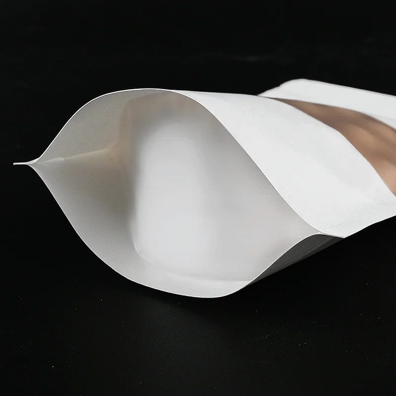 Fast shipping white kraft paper doypack dry fruit packaging ziplock spices nuts packaging bags