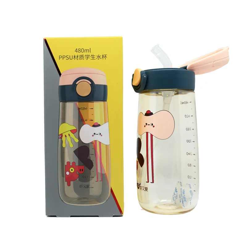 
BPA Free ppsu Material Children Kids Water Bottle Straw Baby Sippy Cup Baby Water Feeding Milk Bottle With Straw 