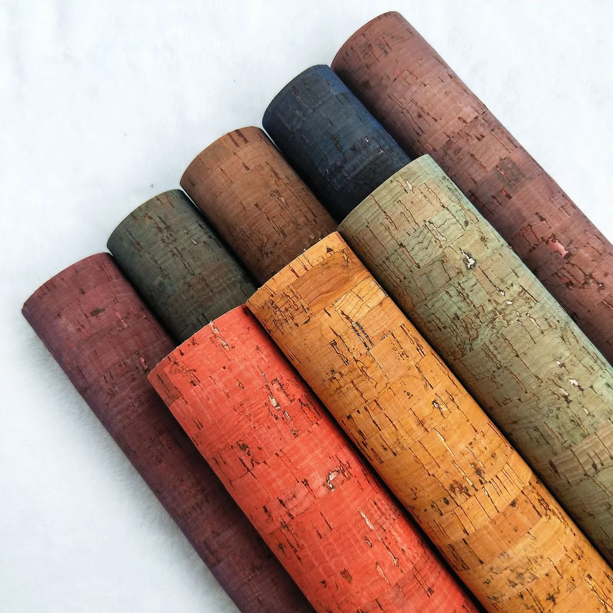 For Wallet Bag Shoes Crafting Stripes Natural Wood Real PU Cork Leather Vinyl Fabric Faux Leather Sheets