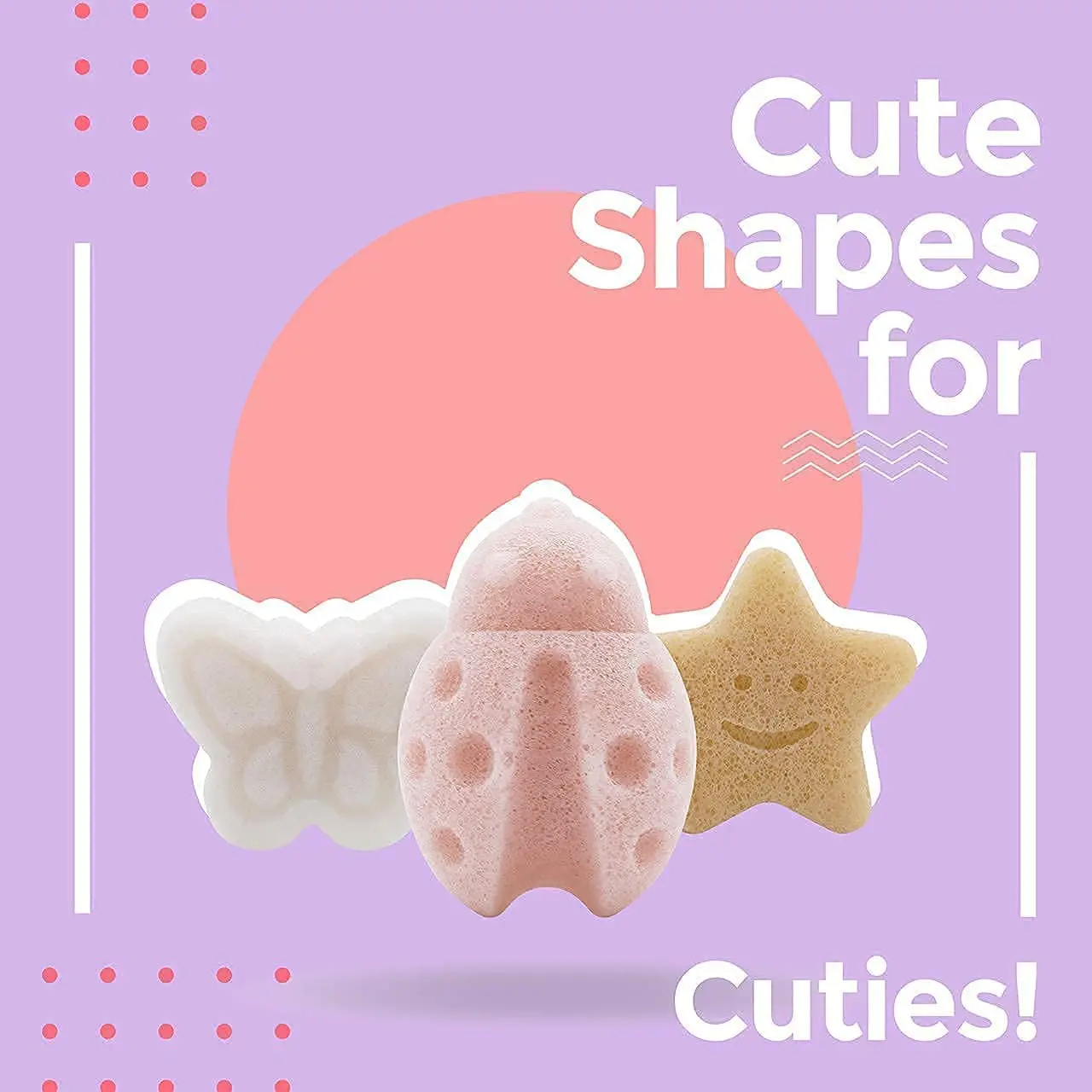 Wholesale 100% Natural and Safe Organic Plant-Based Ladybird Cute Face Puff Bath Sponge Konjac Baby Sponge For Infants Toddler