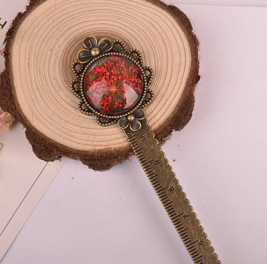 
3d засушенные цветы Luyun, линейка из сплава в стиле ретро, Закладка 