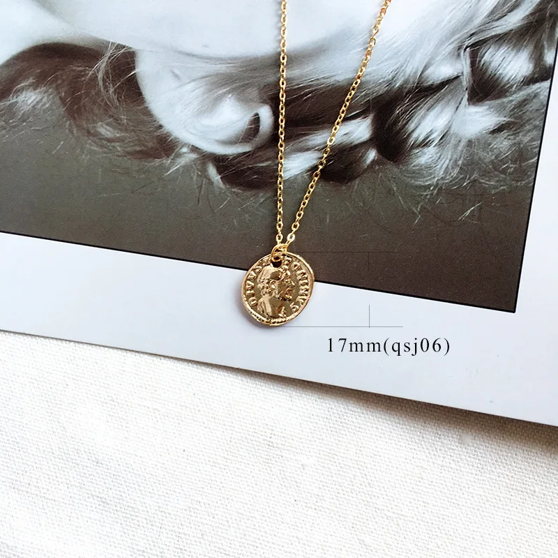 Fashion Roman figures round coin charm necklace for women gifts ancient COINS gold color chain necklace jewelry
