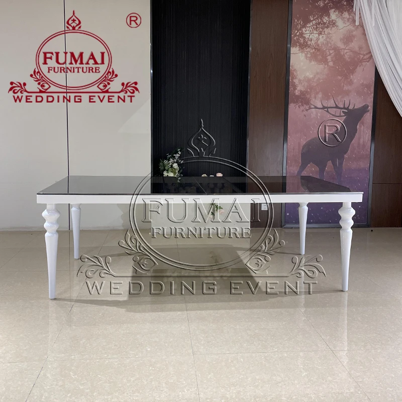 Glass Top White Metal Frame Modern Dining Table Set  For 6