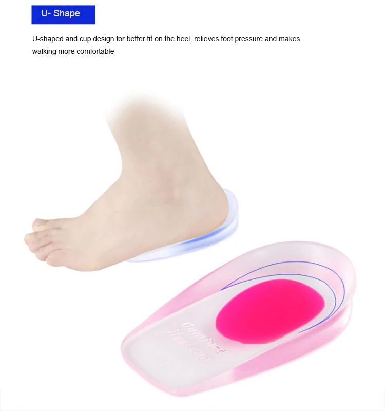 Invisible Comfortable Gel Heel Cup Transparent Shoe Pad Insole Foot Pain Relief Soft Shock Absorption