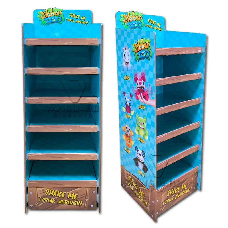 China Custom corrugated Stand Manufacturer Paper Floor Cardboard Rack Display Shelf For Toy Kids