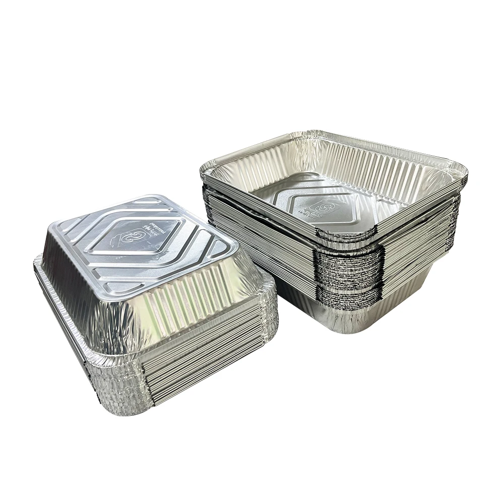 Finest Food Packaging Disposable  Aluminum Containers Tin Foil Dishes Catering Aluminium Foil Tray With Plastic Lid