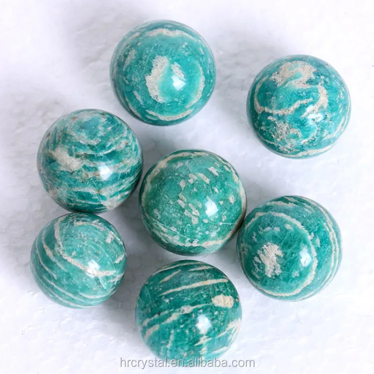Semi-precious Stone Crafts Natural Mini Amazonite Beads Healing Quartz Crystal Beads Sphere